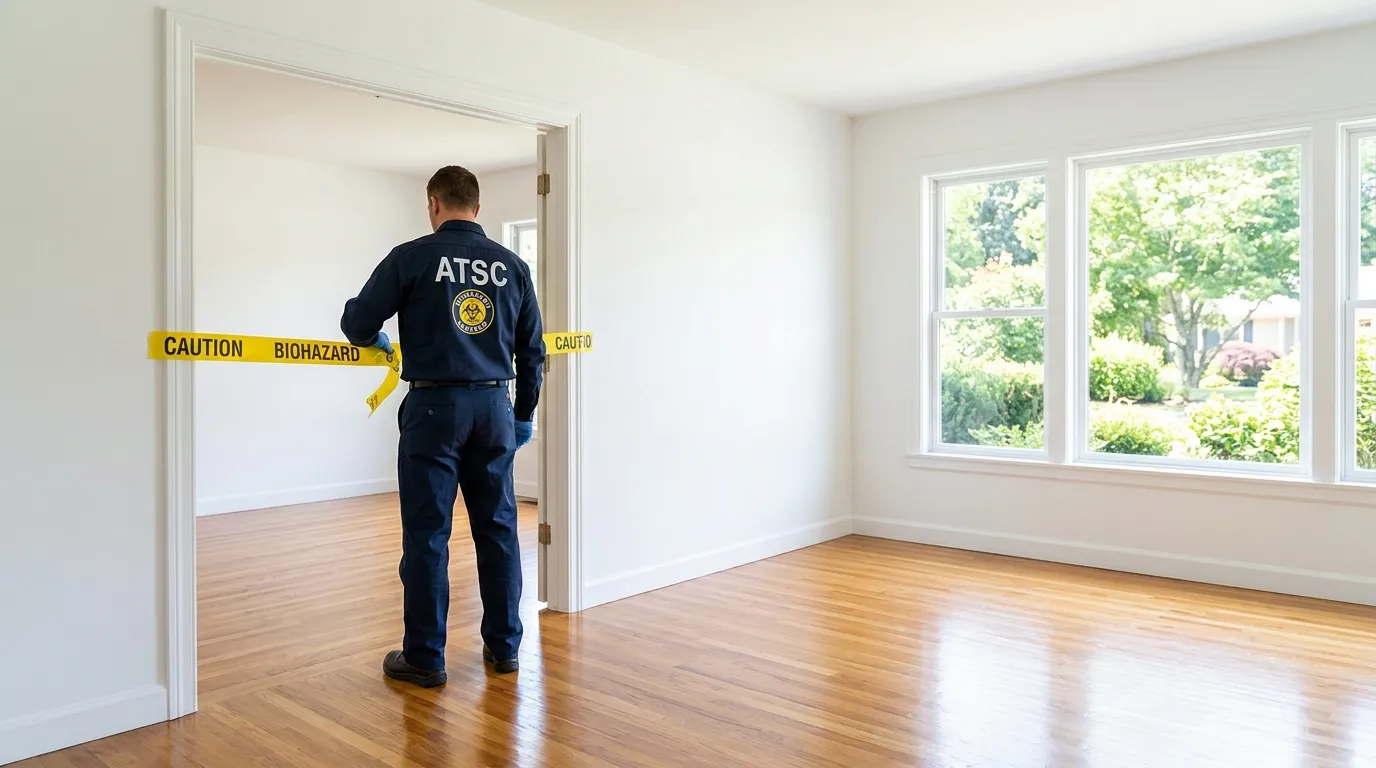 Certified biohazard cleanup crew performing Decomposition Cleanup in Deer Park